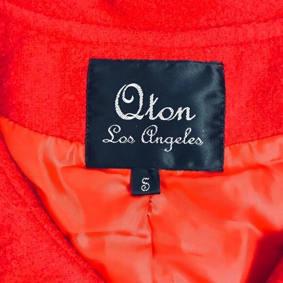 Qton Los Angeles Red Wool Blend Velvet Trim Blazer Size Small - Picture 7 of 12